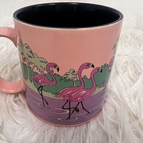 Russ Berries Pink Beautiful Flamingoes Wading In The Water Retro 80s Coffee Mug - Picture 7 of 7